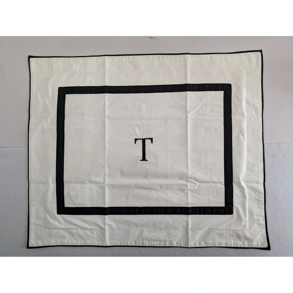 Pottery Barn Morgan Organic Cotton Standard Shams White Black Monogram T Pair